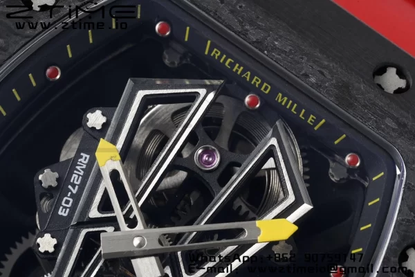 Richard Mille RM027-03 RM2703 NTPT Real Tourbillon RMF Best Edition Skeleton Dial on Red Rubber Strap - Super Clone Watch | 1:1 Best Version