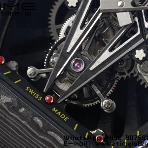 Richard Mille RM027-03 RM2703 NTPT Real Tourbillon RMF Best Edition Skeleton Dial on Red Rubber Strap - Super Clone Watch | 1:1 Best Version