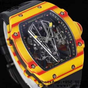 Richard Mille RM027-03 RM2703 Real Tourbillon RMF Best Edition Πορτοκαλί/κόκκινο Carbon Skeleton Dial σε μαύρο λουράκι από καουτσούκ - Super Clone Watch | 1:1 Best Version
