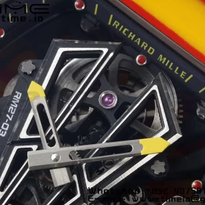 Richard Mille RM027-03 RM2703 Real Tourbillon RMF Best Edition Πορτοκαλί/κόκκινο Carbon Skeleton Dial σε μαύρο λουράκι από καουτσούκ - Super Clone Watch | 1:1 Best Version