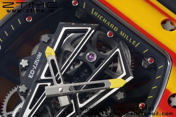 Richard Mille RM027-03 RM2703 Real Tourbillon RMF Best Edition Πορτοκαλί/κόκκινο Carbon Skeleton Dial σε μαύρο λουράκι από καουτσούκ - Super Clone Watch | 1:1 Best Version