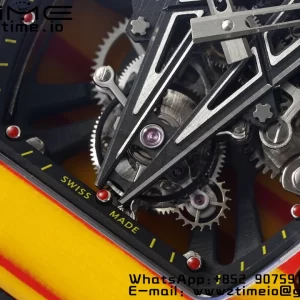 Richard Mille RM027-03 RM2703 Real Tourbillon RMF Best Edition Πορτοκαλί/κόκκινο Carbon Skeleton Dial σε μαύρο λουράκι από καουτσούκ - Super Clone Watch | 1:1 Best Version