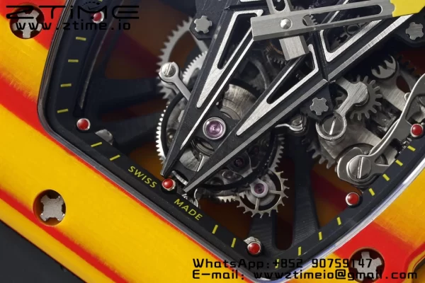 Richard Mille RM027-03 RM2703 Real Tourbillon RMF Best Edition Πορτοκαλί/κόκκινο Carbon Skeleton Dial σε μαύρο λουράκι από καουτσούκ - Super Clone Watch | 1:1 Best Version
