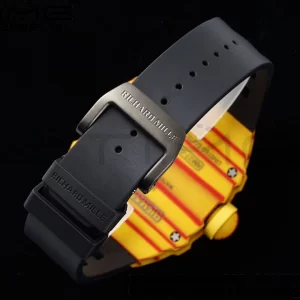 Richard Mille RM027-03 RM2703 Real Tourbillon RMF Best Edition Πορτοκαλί/κόκκινο Carbon Skeleton Dial σε μαύρο λουράκι από καουτσούκ - Super Clone Watch | 1:1 Best Version