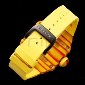 Richard Mille RM027-03 RM2703 Real Tourbillon RMF Best Edition Πορτοκαλί/κόκκινο Carbon Skeleton Dial σε κίτρινο λουράκι από καουτσούκ - Super Clone Watch | 1:1 Best Version