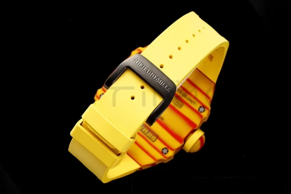 Richard Mille RM027-03 RM2703 Real Tourbillon RMF Best Edition Πορτοκαλί/κόκκινο Carbon Skeleton Dial σε κίτρινο λουράκι από καουτσούκ - Super Clone Watch | 1:1 Best Version