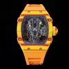 Richard Mille RM027-03 RM2703 Real Tourbillon RMF Best Edition Πορτοκαλί/κόκκινο Carbon Skeleton Dial σε πορτοκαλί λουράκι από καουτσούκ - Super Clone Watch | 1:1 Best Version