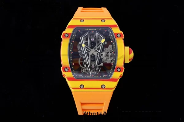 Richard Mille RM027-03 RM2703 Real Tourbillon RMF Best Edition Orange/Red Carbon Skeleton Dial on Orange Rubber Strap - Super Clone Watch | 1:1 Best Version