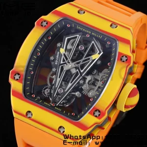 Richard Mille RM027-03 RM2703 Real Tourbillon RMF Best Edition Orange/Red Carbon Skeleton Dial on Orange Rubber Strap - Super Clone Watch | 1:1 Best Version