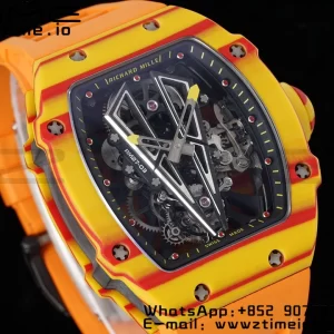 Richard Mille RM027-03 RM2703 Real Tourbillon RMF Best Edition Orange/Red Carbon Skeleton Dial on Orange Rubber Strap - Super Clone Watch | 1:1 Best Version