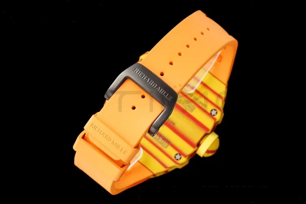 Richard Mille RM027-03 RM2703 Real Tourbillon RMF Best Edition Orange/Red Carbon Skeleton Dial on Orange Rubber Strap - Super Clone Watch | 1:1 Best Version