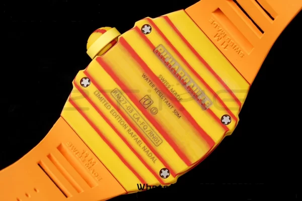 Richard Mille RM027-03 RM2703 Real Tourbillon RMF Best Edition Orange/Red Carbon Skeleton Dial on Orange Rubber Strap - Super Clone Watch | 1:1 Best Version