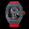Richard Mille RM027-03 RM2703 NTPT Real Tourbillon RMF Quadrante scheletrato su cinturino in nylon rosso - Orologio super clone | 1:1 Versione migliore