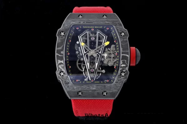 Richard Mille RM027-03 RM2703 NTPT Real Tourbillon RMF Quadrante scheletrato su cinturino in nylon rosso - Orologio super clone | 1:1 Versione migliore