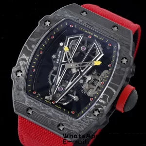 Richard Mille RM027-03 RM2703 NTPT Real Tourbillon RMF Quadrante scheletrato su cinturino in nylon rosso - Orologio super clone | 1:1 Versione migliore