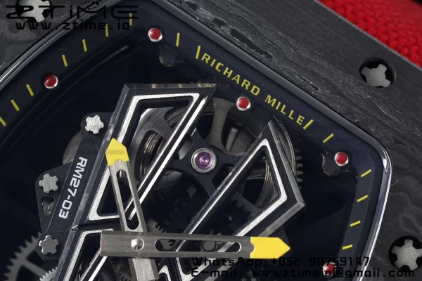 Richard Mille RM027-03 RM2703 NTPT Real Tourbillon RMF Quadrante scheletrato su cinturino in nylon rosso - Orologio super clone | 1:1 Versione migliore