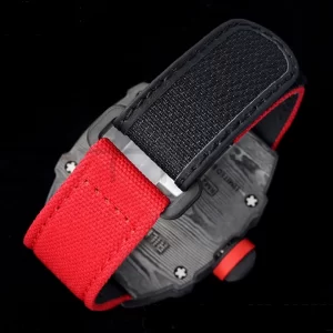 Richard Mille RM027-03 RM2703 NTPT Real Tourbillon RMF Quadrante scheletrato su cinturino in nylon rosso - Orologio super clone | 1:1 Versione migliore