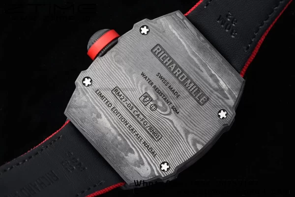 Richard Mille RM027-03 RM2703 NTPT Real Tourbillon RMF Quadrante scheletrato su cinturino in nylon rosso - Orologio super clone | 1:1 Versione migliore