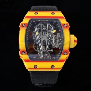 Richard Mille RM027-03 RM2703 Real Tourbillon RMF Best Edition Orange/Red Carbon Skeleton Dial on Black Nylon Strap - Super Clone Watch | 1:1 Best Version