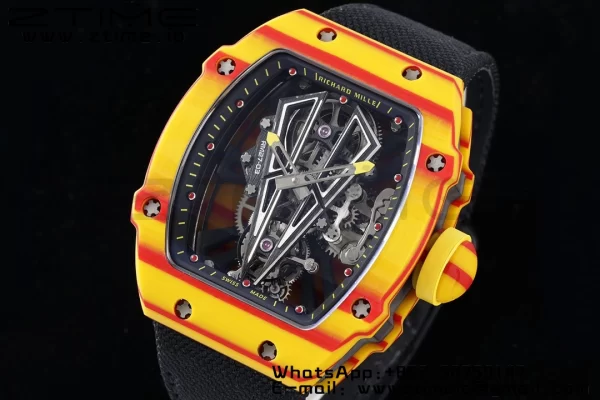 Richard Mille RM027-03 RM2703 Real Tourbillon RMF Best Edition Orange/Red Carbon Skeleton Dial on Black Nylon Strap - Super Clone Watch | 1:1 Best Version