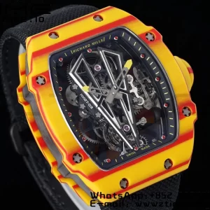 Richard Mille RM027-03 RM2703 Real Tourbillon RMF Best Edition Orange/Red Carbon Skeleton Dial on Black Nylon Strap - Super Clone Watch | 1:1 Best Version