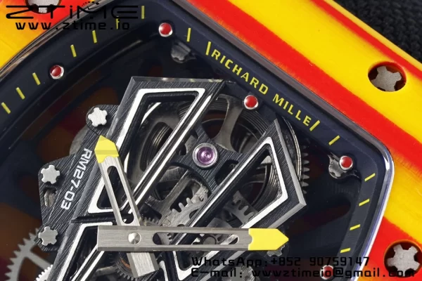 Richard Mille RM027-03 RM2703 Real Tourbillon RMF Best Edition Orange/Red Carbon Skeleton Dial on Black Nylon Strap - Super Clone Watch | 1:1 Best Version