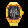 Richard Mille RM027-03 RM2703 Real Tourbillon RMF Best Edition Orange/Red Carbon Skeleton Dial on Yellow Nylon Strap - Super Clone Watch | 1:1 Best Version