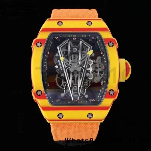 Richard Mille RM027-03 RM2703 Real Tourbillon RMF Best Edition Orange/Red Carbon Skeleton Dial on Orange Nylon Strap - Super Clone Watch | 1:1 Best Version