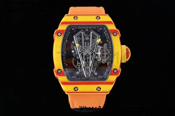 Richard Mille RM027-03 RM2703 Real Tourbillon RMF Best Edition Orange/Red Carbon Skeleton Dial on Orange Nylon Strap - Super Clone Watch | 1:1 Best Version