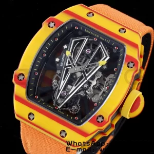 Richard Mille RM027-03 RM2703 Real Tourbillon RMF Best Edition Orange/Red Carbon Skeleton Dial on Orange Nylon Strap - Super Clone Watch | 1:1 Best Version