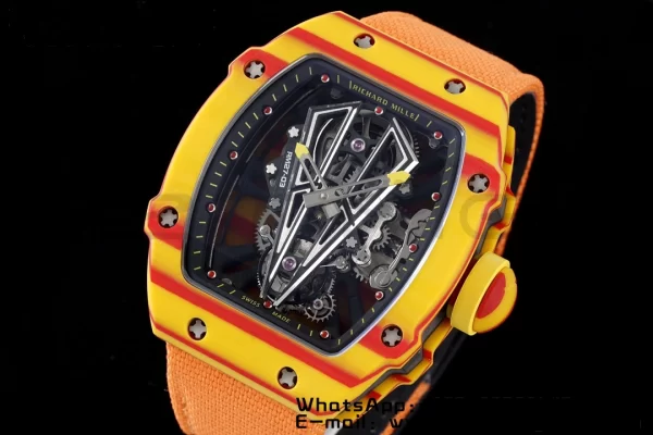 Richard Mille RM027-03 RM2703 Real Tourbillon RMF Best Edition Orange/Red Carbon Skeleton Dial on Orange Nylon Strap - Super Clone Watch | 1:1 Best Version