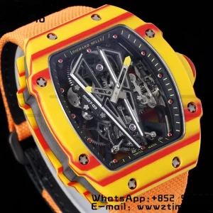 Richard Mille RM027-03 RM2703 Real Tourbillon RMF Best Edition Orange/Red Carbon Skeleton Dial on Orange Nylon Strap - Super Clone Watch | 1:1 Best Version