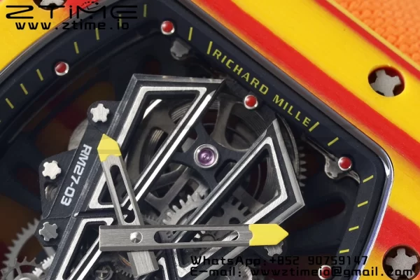 Richard Mille RM027-03 RM2703 Real Tourbillon RMF Best Edition Orange/Red Carbon Skeleton Dial on Orange Nylon Strap - Super Clone Watch | 1:1 Best Version