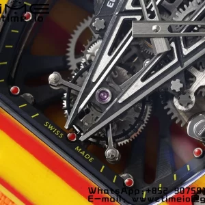 Richard Mille RM027-03 RM2703 Real Tourbillon RMF Best Edition Orange/Red Carbon Skeleton Dial on Orange Nylon Strap - Super Clone Watch | 1:1 Best Version