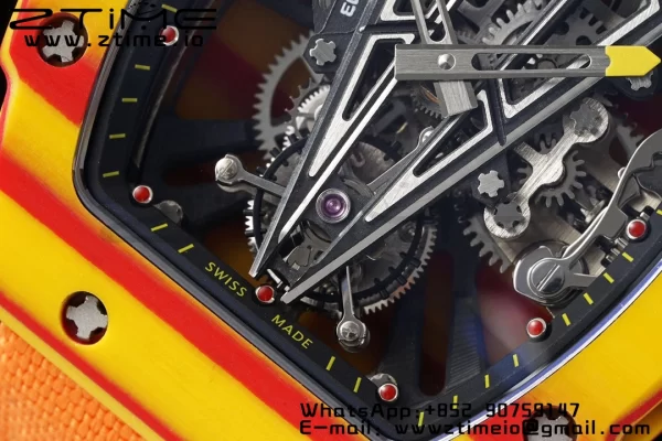 Richard Mille RM027-03 RM2703 Real Tourbillon RMF Best Edition Orange/Red Carbon Skeleton Dial on Orange Nylon Strap - Super Clone Watch | 1:1 Best Version