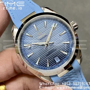 OMEGA Aqua Terra 150M Master Chronometers VSF 1:1 Best Edition Light Blue Dial Light Blue Hand on Light Blue Rubber Strap A8900 Super Clone - Super Clone Watch | 1:1 Best Version
