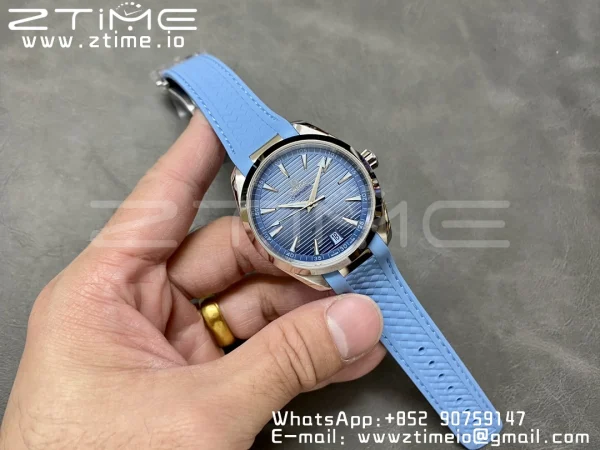 OMEGA Aqua Terra 150M Master Chronometers VSF 1:1 Best Edition Light Blue Dial Light Blue Hand on Light Blue Rubber Strap A8900 Super Clone - Super Clone Watch | 1:1 Best Version