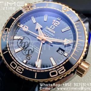 OMEGA Planet Ocean 45.5mm Deep Gold Black Real Ceramic VSF 1:1 Best Edition on Black Leather Strap A8906 Super Clone - Super Clone Watch | 1:1 Best Version