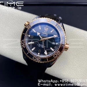 OMEGA Planet Ocean 45.5mm Deep Gold Black Real Ceramic VSF 1:1 Best Edition on Black Leather Strap A8906 Super Clone - Super Clone Watch | 1:1 Best Version