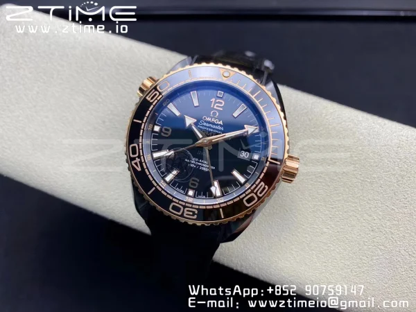 OMEGA Planet Ocean 45.5mm Deep Gold Black Real Ceramic VSF 1:1 Best Edition on Black Leather Strap A8906 Super Clone - Super Clone Watch | 1:1 Best Version