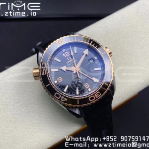 OMEGA Planet Ocean 45.5mm Deep Gold Black Real Ceramic VSF 1:1 Best Edition on Black Leather Strap A8906 Super Clone - Super Clone Watch | 1:1 Best Version