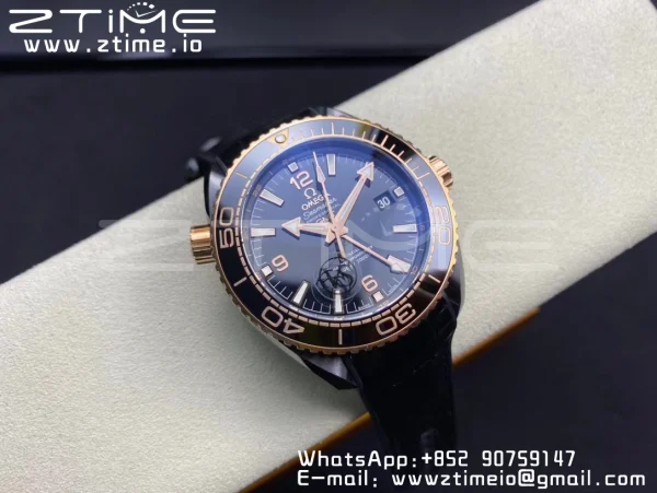 OMEGA Planet Ocean 45.5mm Deep Gold Black Real Ceramic VSF 1:1 Best Edition on Black Leather Strap A8906 Super Clone - Super Clone Watch | 1:1 Best Version