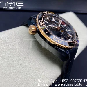 OMEGA Planet Ocean 45.5mm Deep Gold Black Real Ceramic VSF 1:1 Best Edition on Black Leather Strap A8906 Super Clone - Super Clone Watch | 1:1 Best Version