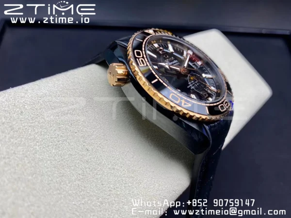 OMEGA Planet Ocean 45.5mm Deep Gold Black Real Ceramic VSF 1:1 Best Edition on Black Leather Strap A8906 Super Clone - Super Clone Watch | 1:1 Best Version