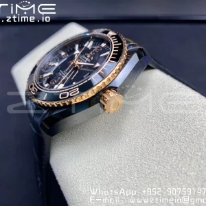 OMEGA Planet Ocean 45.5mm Deep Gold Black Real Ceramic VSF 1:1 Best Edition on Black Leather Strap A8906 Super Clone - Super Clone Watch | 1:1 Best Version