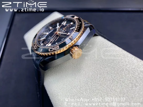 OMEGA Planet Ocean 45.5mm Deep Gold Black Real Ceramic VSF 1:1 Best Edition on Black Leather Strap A8906 Super Clone - Super Clone Watch | 1:1 Best Version