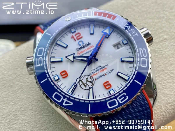 OMEGA Planet Ocean  America's Cup SS VSF 1:1 Best Edition White Dial on Blue Nylon Strap A8900 Super Clone - Super Clone Watch | 1:1 Best Version