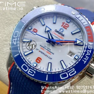 OMEGA Planet Ocean  America's Cup SS VSF 1:1 Best Edition White Dial on Blue Nylon Strap A8900 Super Clone - Super Clone Watch | 1:1 Best Version