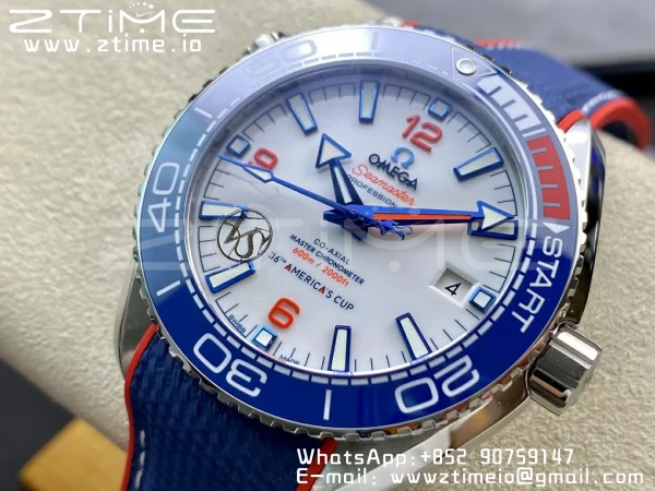 OMEGA Planet Ocean  America's Cup SS VSF 1:1 Best Edition White Dial on Blue Nylon Strap A8900 Super Clone - Super Clone Watch | 1:1 Best Version