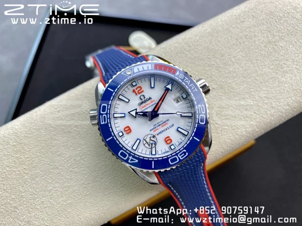 OMEGA Planet Ocean  America's Cup SS VSF 1:1 Best Edition White Dial on Blue Nylon Strap A8900 Super Clone - Super Clone Watch | 1:1 Best Version